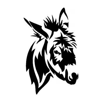 Samolepící dekorace SAMOLEPKA Osel 004 pravá (01 - černá) NA AUTO, NÁLEPKA, FÓLIE, POLEP, TUNING, VLASTNÍ TEXT, TISK, AUTOSAMOLEPKY.cz, POLEPY, OBRÁZEK, LOGO, SAMOLEPKY