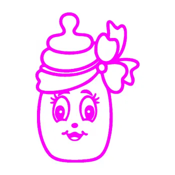 Samolepicí dekorace na vozidlo Dítě v autě 062 pravá kojenecká lahvička (72 - Fluorescentní růžová) SAMOLEPKA NA AUTO, NÁLEPKA, FÓLIE, POLEP, TUNING, VLASTNÍ TEXT, TISK, AUTOSAMOLEPKY.cz, POLEPY, OBRÁZEK, LOGO, 3D STICKERS