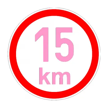 samolepka Maximální rychlost 15km - nejvyšší konstrukční rychlost (24 - světle růžová) SAMOLEPKA NA AUTO, NÁLEPKA, FÓLIE, POLEP, TUNING, VLASTNÍ TEXT, TISK, AUTOSAMOLEPKY.cz, POLEPY, OBRÁZEK, LOGO, 3D STICKERS