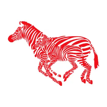 Samolepící dekorace SAMOLEPKA Interiér 020 levá zebry (10 - červená) NA AUTO, NÁLEPKA, FÓLIE, POLEP, TUNING, VLASTNÍ TEXT, TISK, AUTOSAMOLEPKY.cz, POLEPY, OBRÁZEK, LOGO, SAMOLEPKY