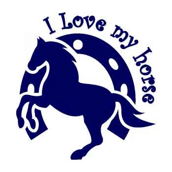 Samolepící dekorace Kůň 063 podkova I love (23 - tmavě modrá) SAMOLEPKA NA AUTO, NÁLEPKA, FÓLIE, POLEP, TUNING, VLASTNÍ TEXT, TISK, AUTOSAMOLEPKY.cz, POLEPY, OBRÁZEK, LOGO, 3D STICKERS