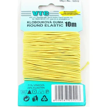 Textilní guma Klobouková guma 10m na kartě sytá žlutá