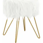 Taburet, umělá kožešina bílá / zlatý nátěr, JAMIN