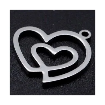 Přívěsek Přívěsek dvojité srdce 20x20mm chirurgická ocel