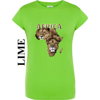 Dívčí tričko damske-levne-bavlnene-tricko-digitalni-potisk-lev-Afrika Barva: Lime - limetková, velikost: eu 32/34 viz tabulka pod výrobkem