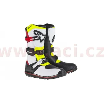 Moto obuv boty TECH TRIAL 2021, ALPINESTARS (bílá/červená/žlutá fluo/černá) 48