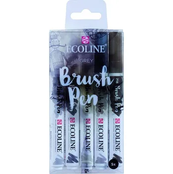 Royal Talens Royal Talens, 11509907, Ecoline brushpen set, sada štětečkových akvarelových popisovačů, grey, 5 ks