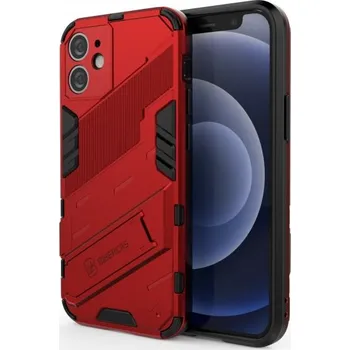 Pouzdro na mobilní telefon Odolný ochranný kryt se stojánkem pro iPhone 12 mini - červený