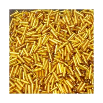 Dětské navlékací korálky Rokajl tyčinky zlatá cca (7-11 mm)