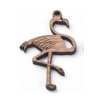 Dětské navlékací korálky Dřevěný výřez plameňák 70x40mm