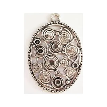 Přívěsek Přívěsek ovál se spirálami 35x25mm