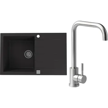 Set Alveus (dřez Cadit 20 Black 91 + baterie Angle Kartáčovaná ocel) SETA20022
