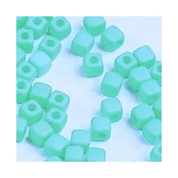 Dětské navlékací korálky Cubix zelená matná 25ks