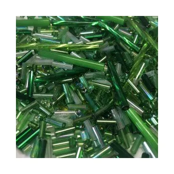 Dětské navlékací korálky Rokajl zelený mix tyčinek (různá délka)