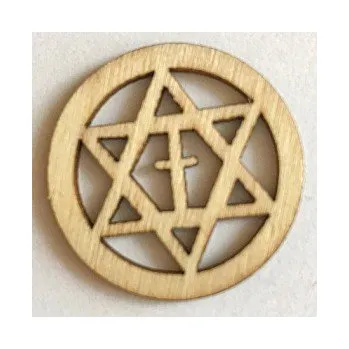 Dětské navlékací korálky Dřevěný výřez pentagram 30x30mm