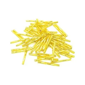 Dětské navlékací korálky Preciosa tyčinky žluté kroucené 20 mm