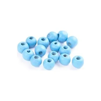 Dětské navlékací korálky Dřevěné korálky světle modré 10mm 20g
