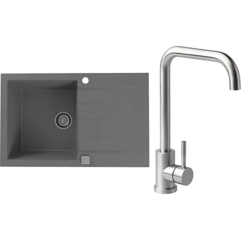 Set Alveus (dřez Cadit 20 Beton 81 + baterie Angle Kartáčovaná ocel) SETA20021