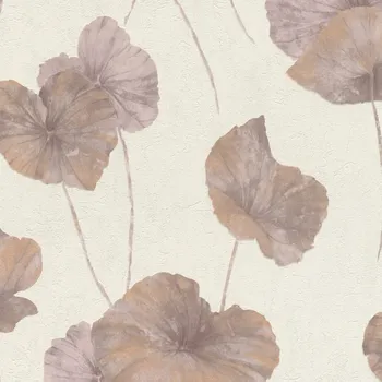 Tapeta Vliesová tapeta lopuchové listy, strukturální, barvy hnědá, béžová, krémová 458237 / Vliesové tapety na zeď Andy Wand (0,53 x 10,05 m) Rasch