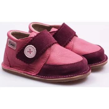 Chlapecké polobotky Kožené barefoot boty Cherry buttons - podrážka 4 mm, Tikki shoes Velikost: 19