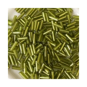 Dětské navlékací korálky Rokajl olivově zelené rovné tyčinky (6 mm)