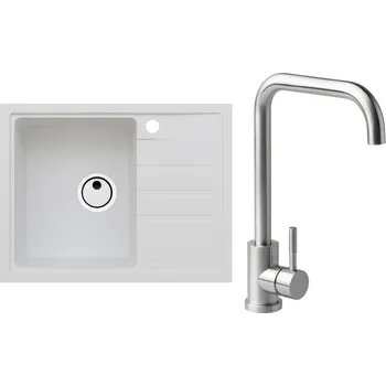 Set Alveus (dřez Intermezzo 30 White 11 + baterie Angle Kartáčovaná ocel) SETA20035