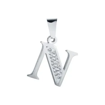 Přívěsek Přívěsek písmeno N s kamínky 29x20mm chirurgická ocel