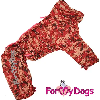 Obleček pro psa FOR MY DOGS Overal pro fenky větších plemen MILITARY, CAMO červený, Velikost: A3