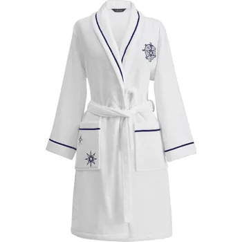 Pánský župan Soft Cotton Dámský krátký župan MARINE LADY, Bílá, 420 g / m², Česaná prémiová bavlna 100%, Krátký - vel. XL, námořnický vzor