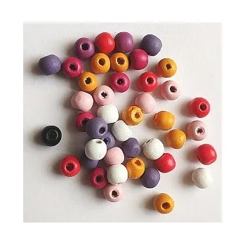 Dětské navlékací korálky Dřevěné korálky mix barev 10mm 15g barevný mix