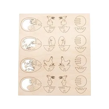 Velikonoční dekorace Dřevěná sestava pro 4 vajíčka 6 cm