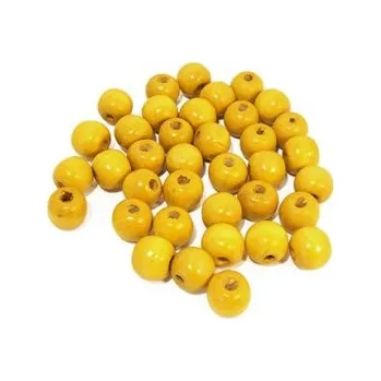 Dětské navlékací korálky Dřevěné korálky tmavě žluté 10mm 20g