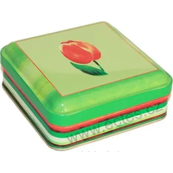 Dóza na potraviny TULIP AND STRIPES zelená plechová dóza na čokoládu 2837/40 červený tulipán