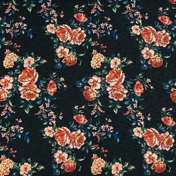 Úplet černý 20308, květinový vzor, š.150