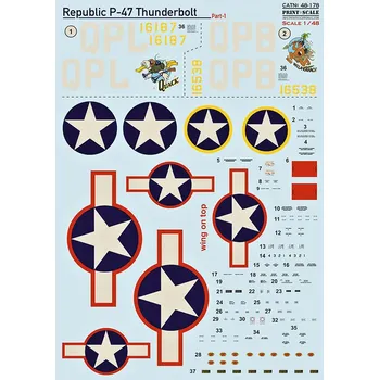 Plastikový model Print Scale 1/48 Republic Thunderbolt P-47 part 1 (wet decals)