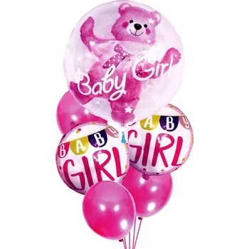 Gadget KIK KX5949_1 Sada nafukovacích balónků BABY GIRL 6 ks - růžová