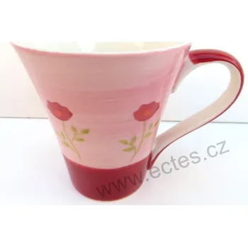 ChaCult MARIELLA růžový keramický hrnek s červenými máky 300ml