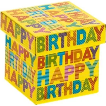 Dóza na potraviny HAPPY BIRTHDAY 3513 žlutá s barevnými nápisy