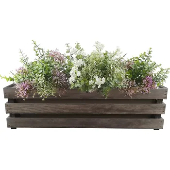 Obal na květináč AMADEA Dřevěný obal s truhlíkem tmavý, 62x21,5x17cm Český výrobek