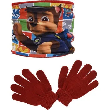 Rukavice Červená chlapecká sada nákrčníku a rukavic Paw Patrol Velikost: ONE SIZE