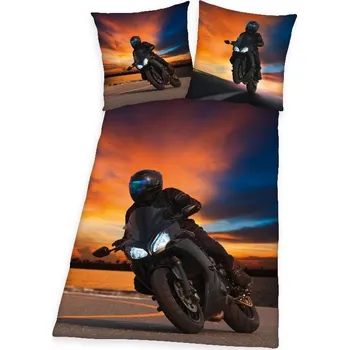 Povlečení Herding Motorkář 140 x 200, 70 x 90 cm zipový uzávěr