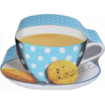 ŠÁLEK modrý puntíky, se sušenkou