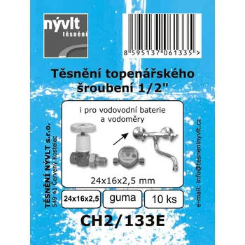 SADA plochého těsnění 1/2" ventilu - guma 24 x16 x 2 mm - CH2/133E