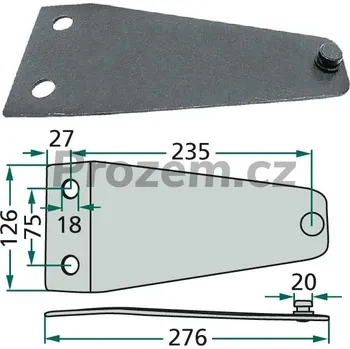 Sekačka Držák nože pro rotační sekačku Pottinger, PZ, Vicon, Deutz Fahr (Kverneland), John Deere, Kuhn, Pezag, PZ0116K0, 25151017508, Z1100050