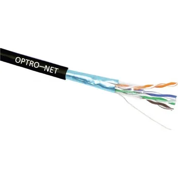 elektrický kabel OptroNET 49330 (SXKD-5E-FTP-PE) Kabel CAT5E F/UTP PE SOL AWG24 venkovní černý 305m
