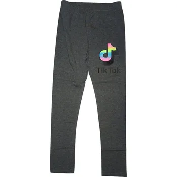 Dívčí bavlněné šedé legíny s logem Tik Tok. 146