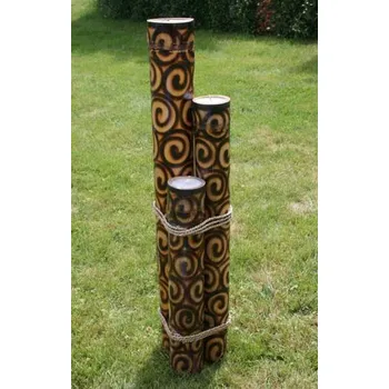 Svícen Bambusový svícen 3set 100, 80, 60 cm Burnt