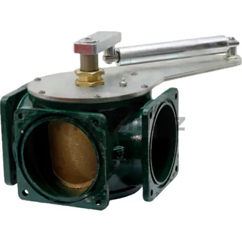 Ventil MZ přírubový trojcestný ventil 8", typ 0200 / 0600, s hydraulickým válcem a mosazným šoupátkem