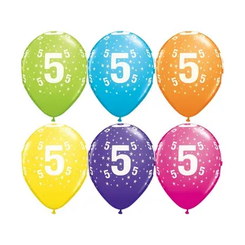 Balónek Latexové balónky s číslem 5 - pastelové barvy 1ks