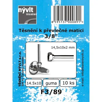 SADA těsnění převlečné matice 3/8" guma 14x10x2 mm 10 ks - F3/89